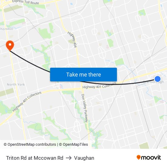 Triton Rd at Mccowan Rd to Vaughan map
