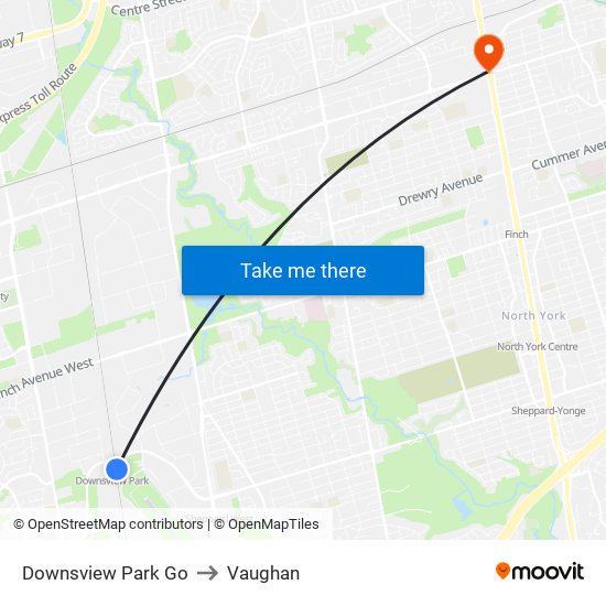 Downsview Park Go to Vaughan map