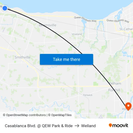 Casablanca Blvd. @ QEW Park & Ride to Welland map