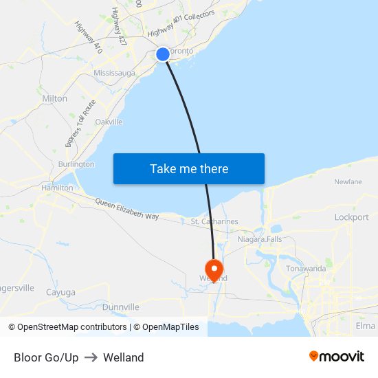 Bloor Go/Up to Welland map