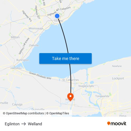 Eglinton to Welland map