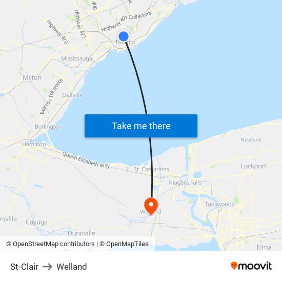 St-Clair to Welland map