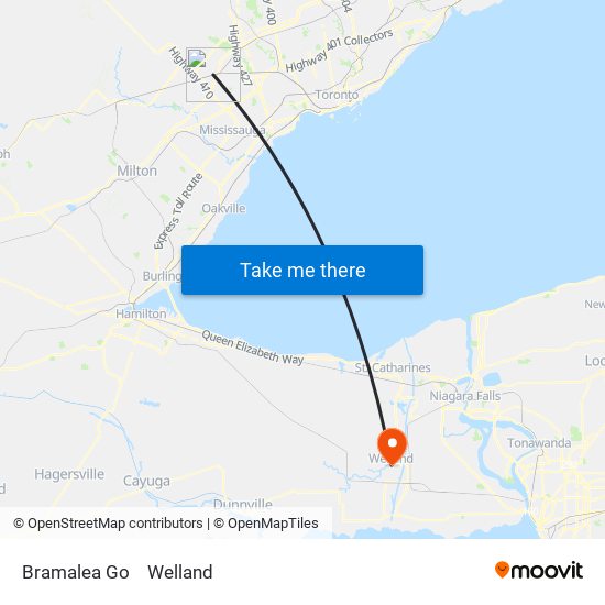 Bramalea Go to Welland map