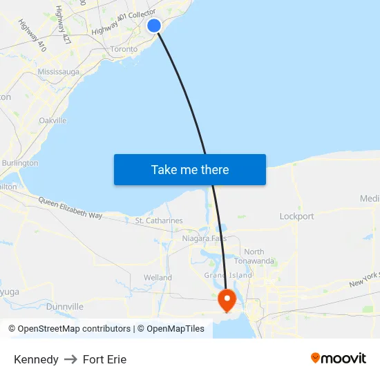 Kennedy to Fort Erie map