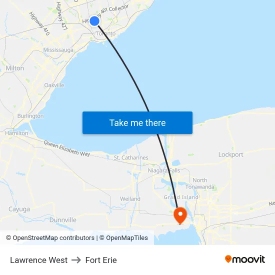 Lawrence West to Fort Erie map