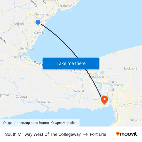 South Millway West Of The Collegeway to Fort Erie map
