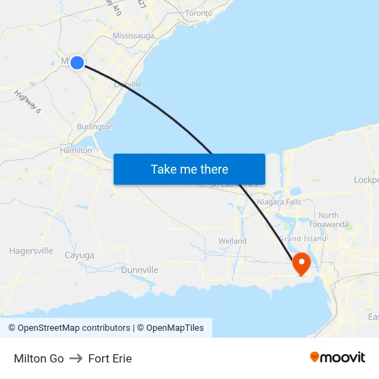 Milton Go to Fort Erie map