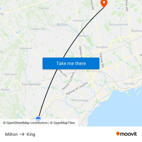 Milton to King map