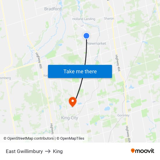 East Gwillimbury to King map