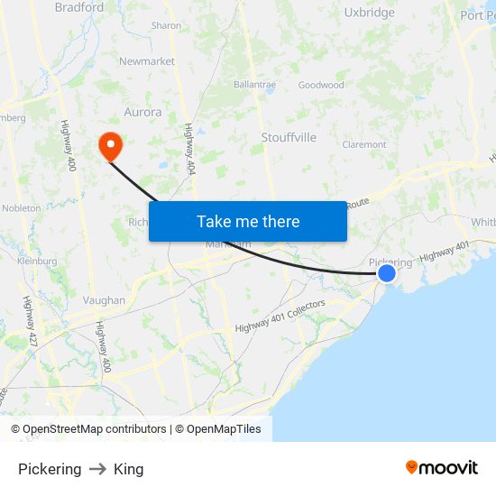 Pickering to King map