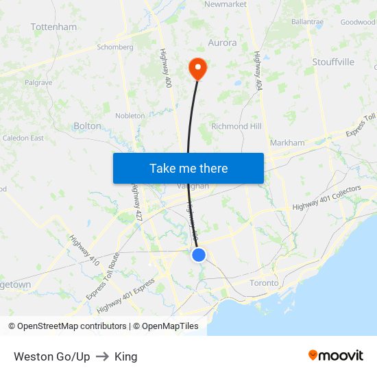 Weston Go/Up to King map