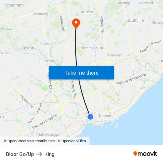 Bloor Go/Up to King map