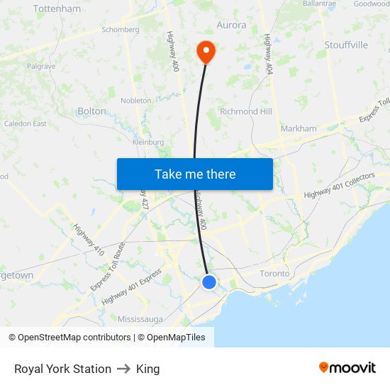 Royal York Station to King map