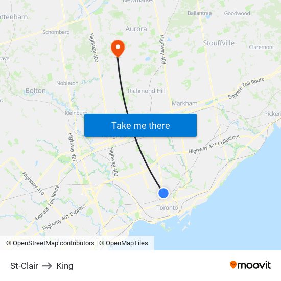 St-Clair to King map
