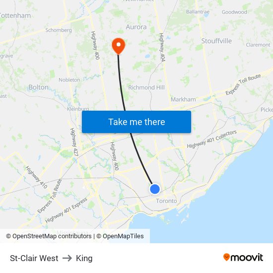 St-Clair West to King map