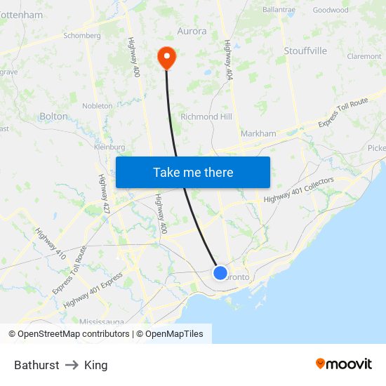 Bathurst to King map