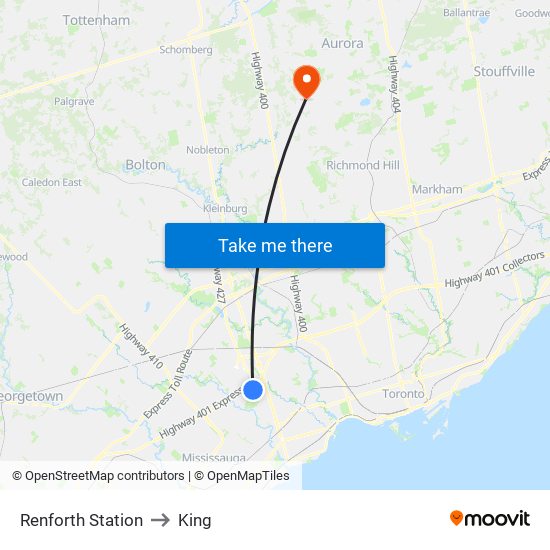 Renforth Station to King map