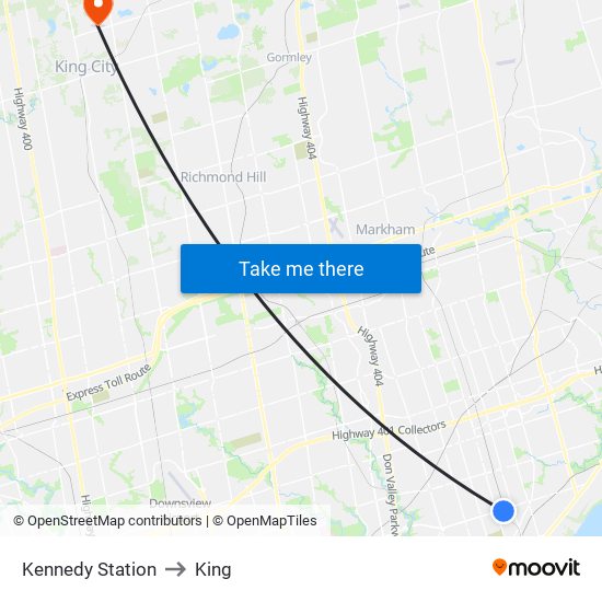 Kennedy Station to King map