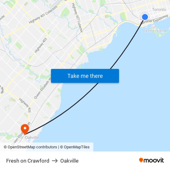 Fresh on Crawford to Oakville map