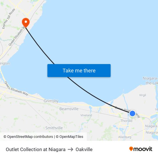 Outlet Collection at Niagara to Oakville map