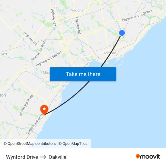 Wynford Drive to Oakville map