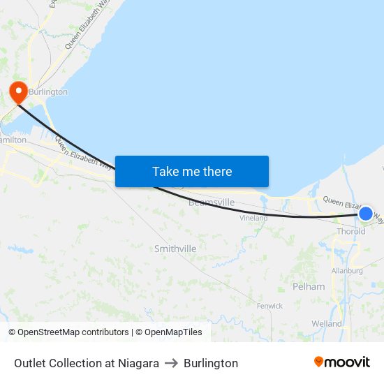 Outlet Collection at Niagara to Burlington map