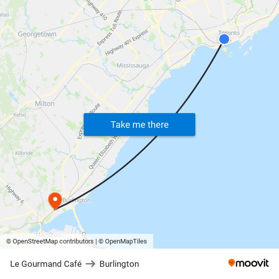 Le Gourmand Café to Burlington map