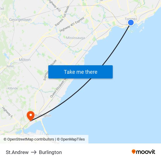 St.Andrew to Burlington map