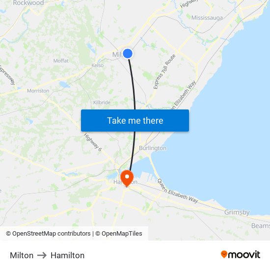 Milton to Hamilton map
