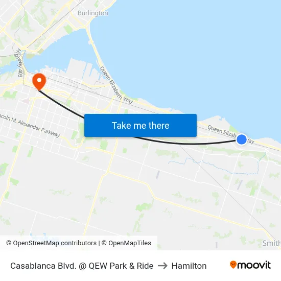 Casablanca Blvd. @ QEW Park & Ride to Hamilton map