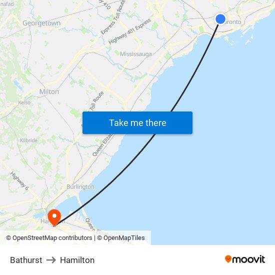 Bathurst to Hamilton map