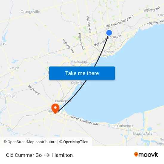 Old Cummer Go to Hamilton map