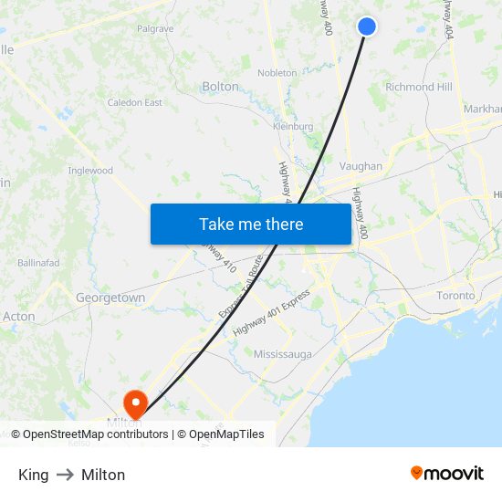 King to Milton map