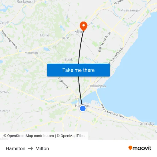 Hamilton to Milton map