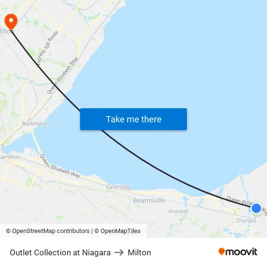 Outlet Collection at Niagara to Milton map