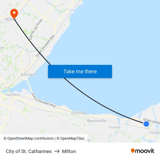 City of St. Catharines to Milton map