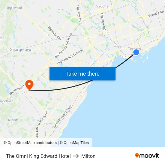 The Omni King Edward Hotel to Milton map