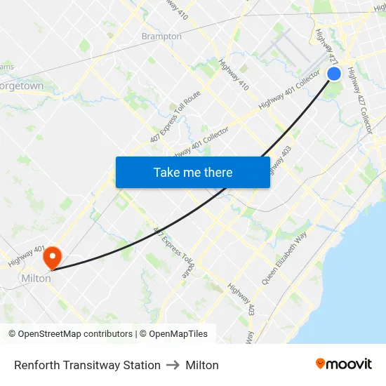 Renforth Transitway Station to Milton map