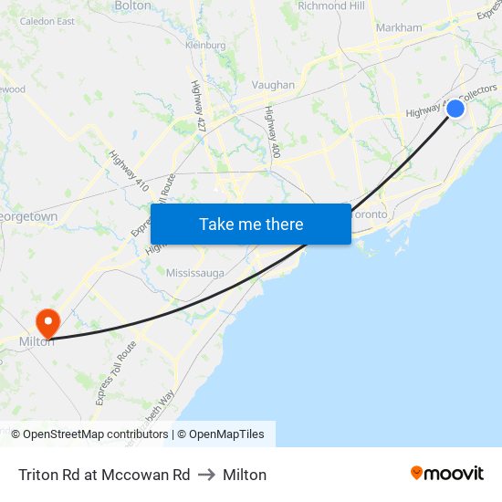 Triton Rd at Mccowan Rd to Milton map