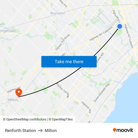 Renforth Station to Milton map