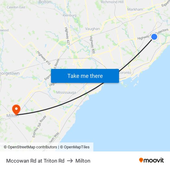 Mccowan Rd at Triton Rd to Milton map