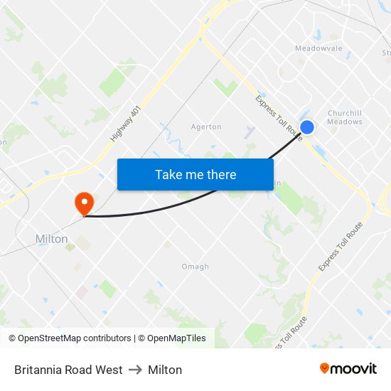 Britannia Road West to Milton map