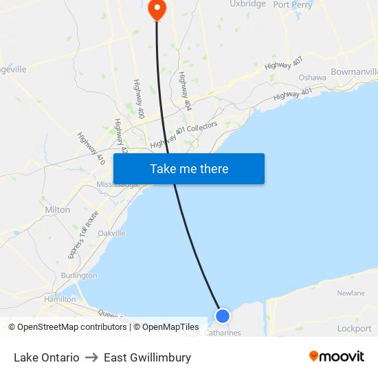 Lake Ontario to East Gwillimbury map