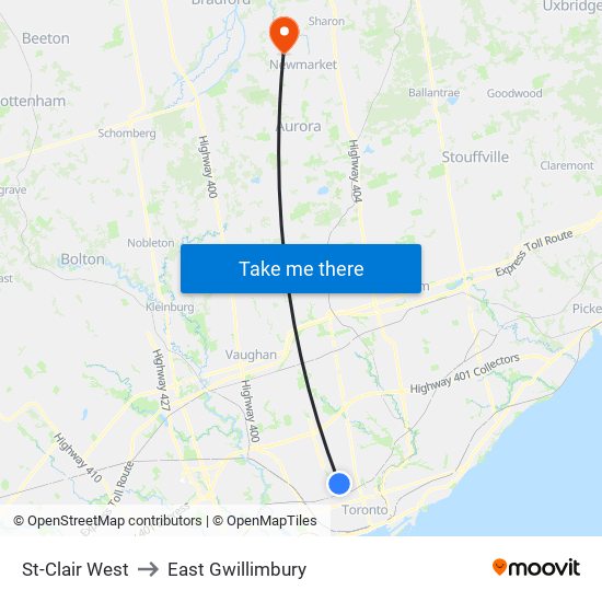 St-Clair West to East Gwillimbury map