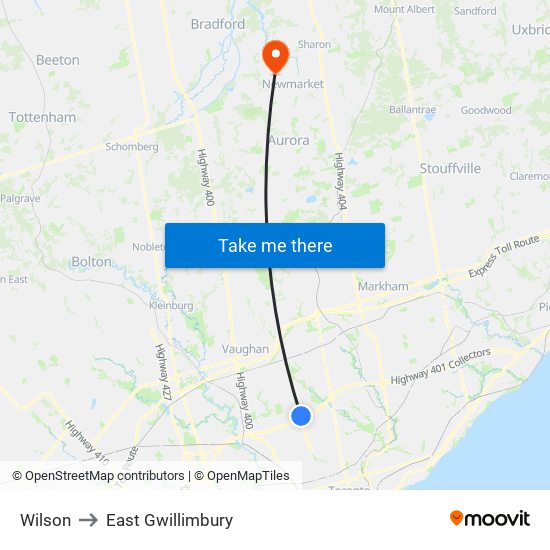 Wilson to East Gwillimbury map