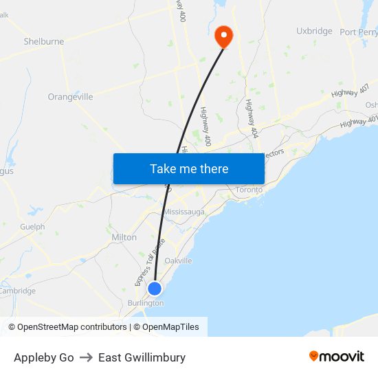 Appleby Go to East Gwillimbury map