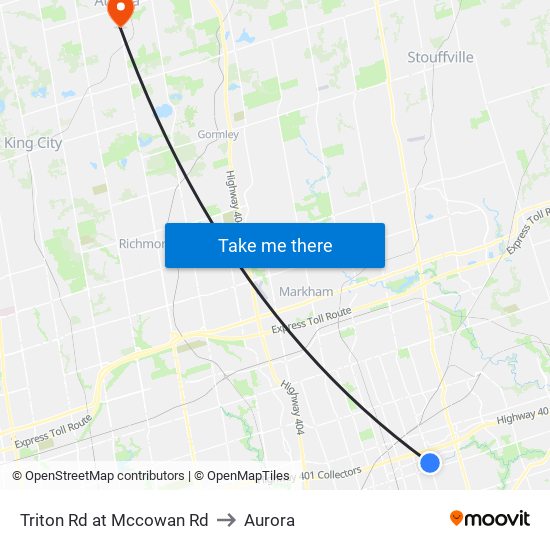 Triton Rd at Mccowan Rd to Aurora map