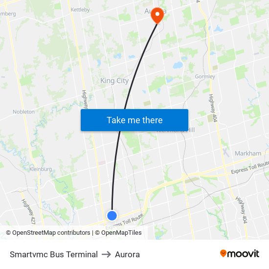 Smartvmc Bus Terminal to Aurora map
