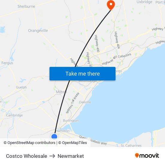 Costco Wholesale to Newmarket map