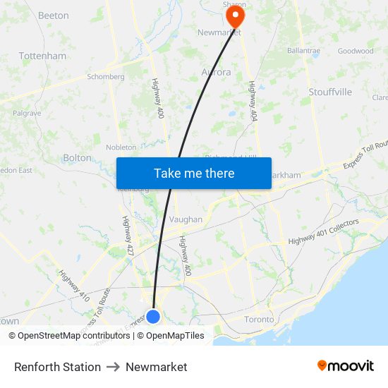 Renforth Station to Newmarket map